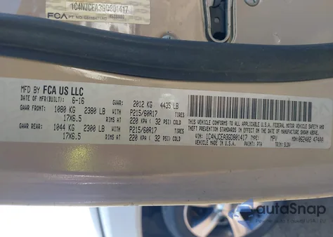 2016 Jeep Compass High Altitude Edition from USA, damaged, VIN 1C4NJCEA3GD801417